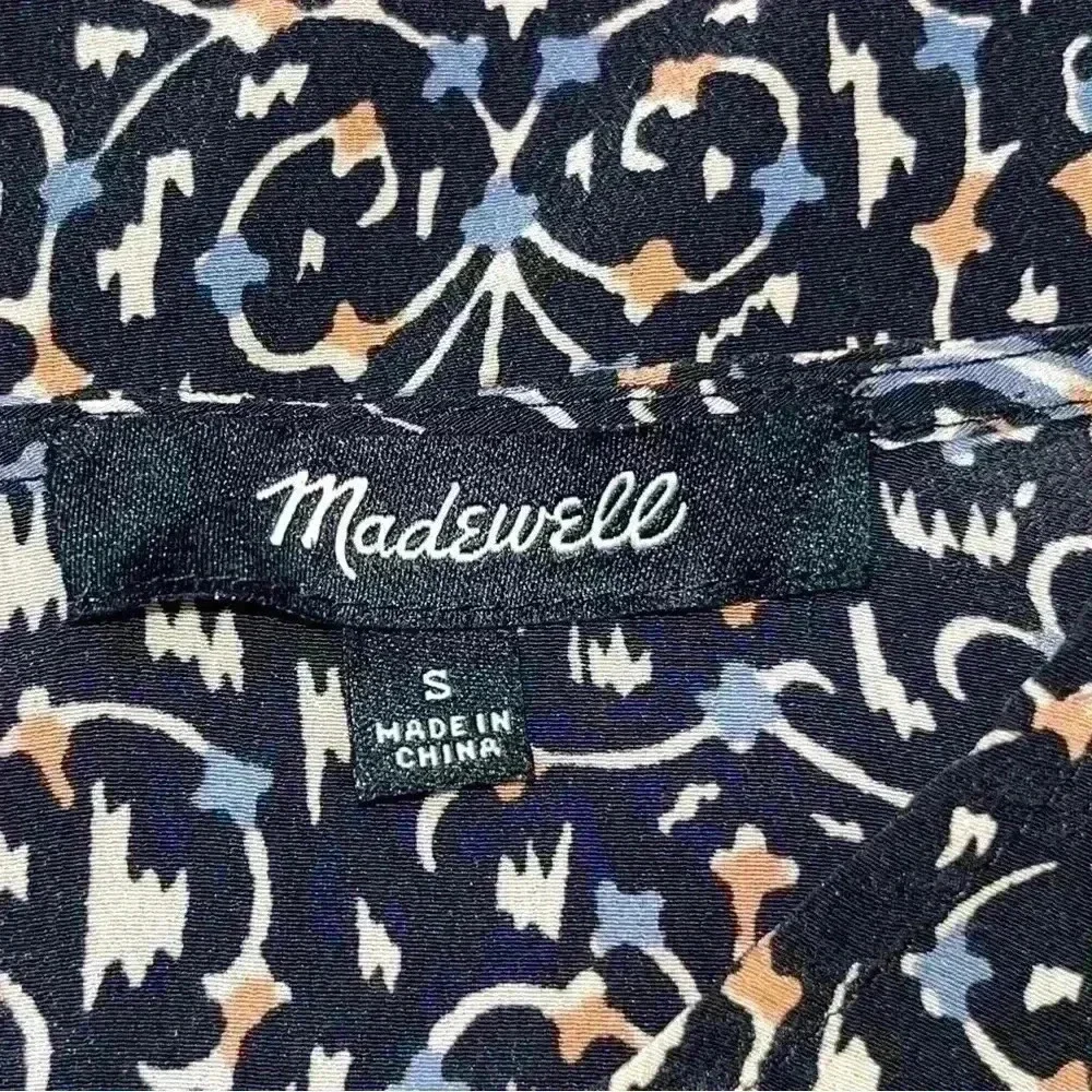 Madewell 100% silk bell sleeve floral patterned blouse shirt w ruffled waist